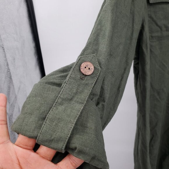 Torrid Long Sleeve Button Down Dress Women Size 2 Plus Linen Blend V Neck - Picture 3 of 11